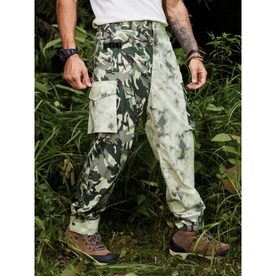 Men Two Tone Camo   Tie Dyed Multi Pocket Ankle Length Cargo Pants