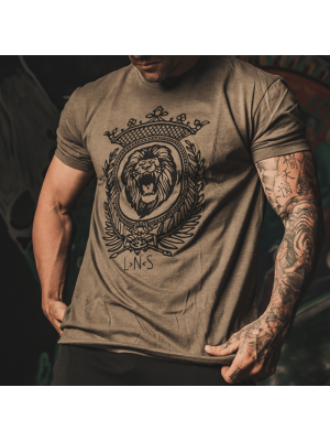 Printed lion logo round neck T-shirt HF2703-04-03