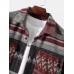 Men Christmas Elk Snowflake Printed Striped Chest Pocket Jackets