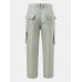 Men Solid Color Utility Multi Pocket Buttons Ankle Length Casual Pants