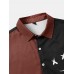 Mens Smile Face Print Contrast Patchwork Street Short Sleeve Shirts