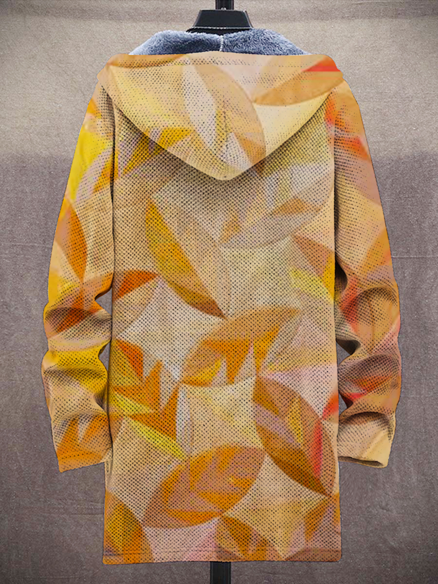 Unisex Retro Yellow Fallen Leaves Texture Print Plush Thickened Long Sleeve Sweater Cardigan Jacket Unisex Retro Yellow Fallen Leaves Texture Print Plush Thickened Long Sleeve Sweater Cardigan Jacket