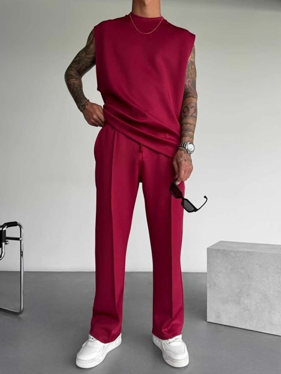 Sports Casual Trousers Vest Set Loose Sleeveless T-shirt Fitness Set Sports Casual Trousers Vest Set Loose Sleeveless T-shirt Fitness Set