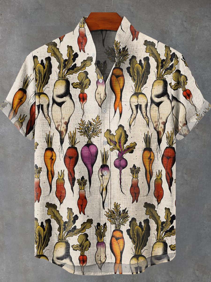 Sexy Radish Tattoo Flash Art Print Casual 100% Cotton Shirt